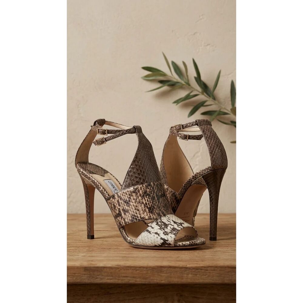 Jimmy Choo Natural python multi-tone (cream, taupe, brown, black) Size 8